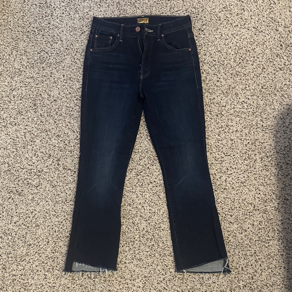 MOTHER Dark Indigo Cropped Ankle Jeans